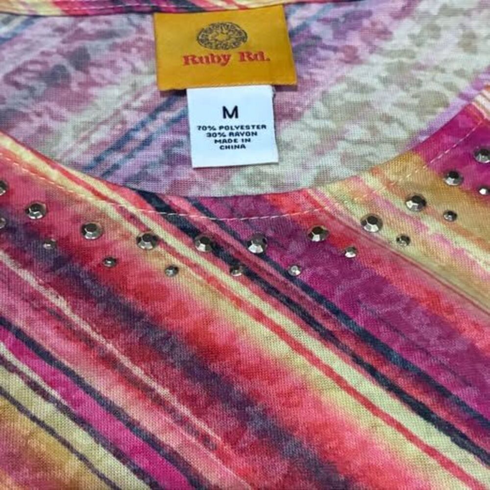 Ruby Rd. Size M Striped Embellished Top - Picture 4 of 4